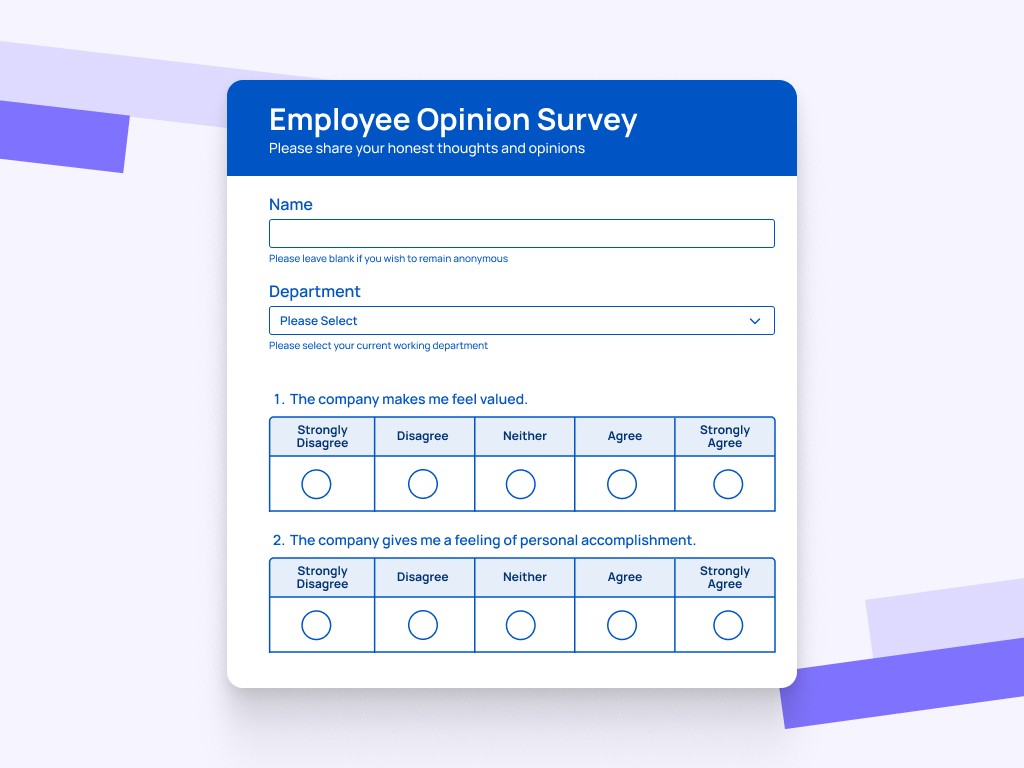 Employee survey questions template preview