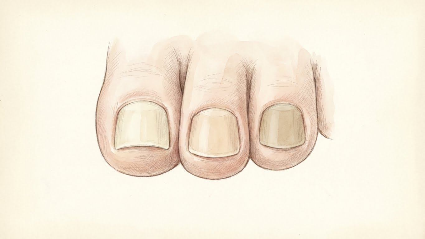 Multiple thick, discolored