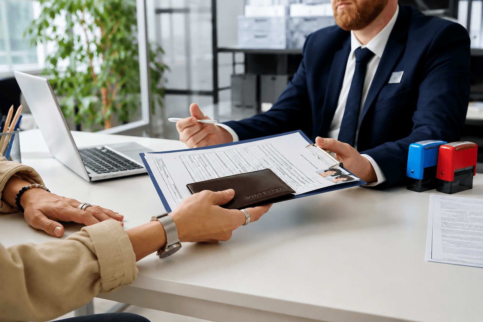 Cient with legal documents in hands