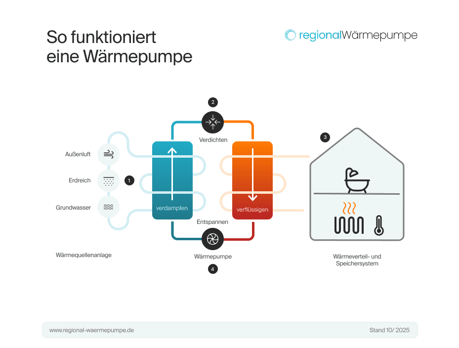Verbildlichung der Funktionsweise einer Wärmepumpe