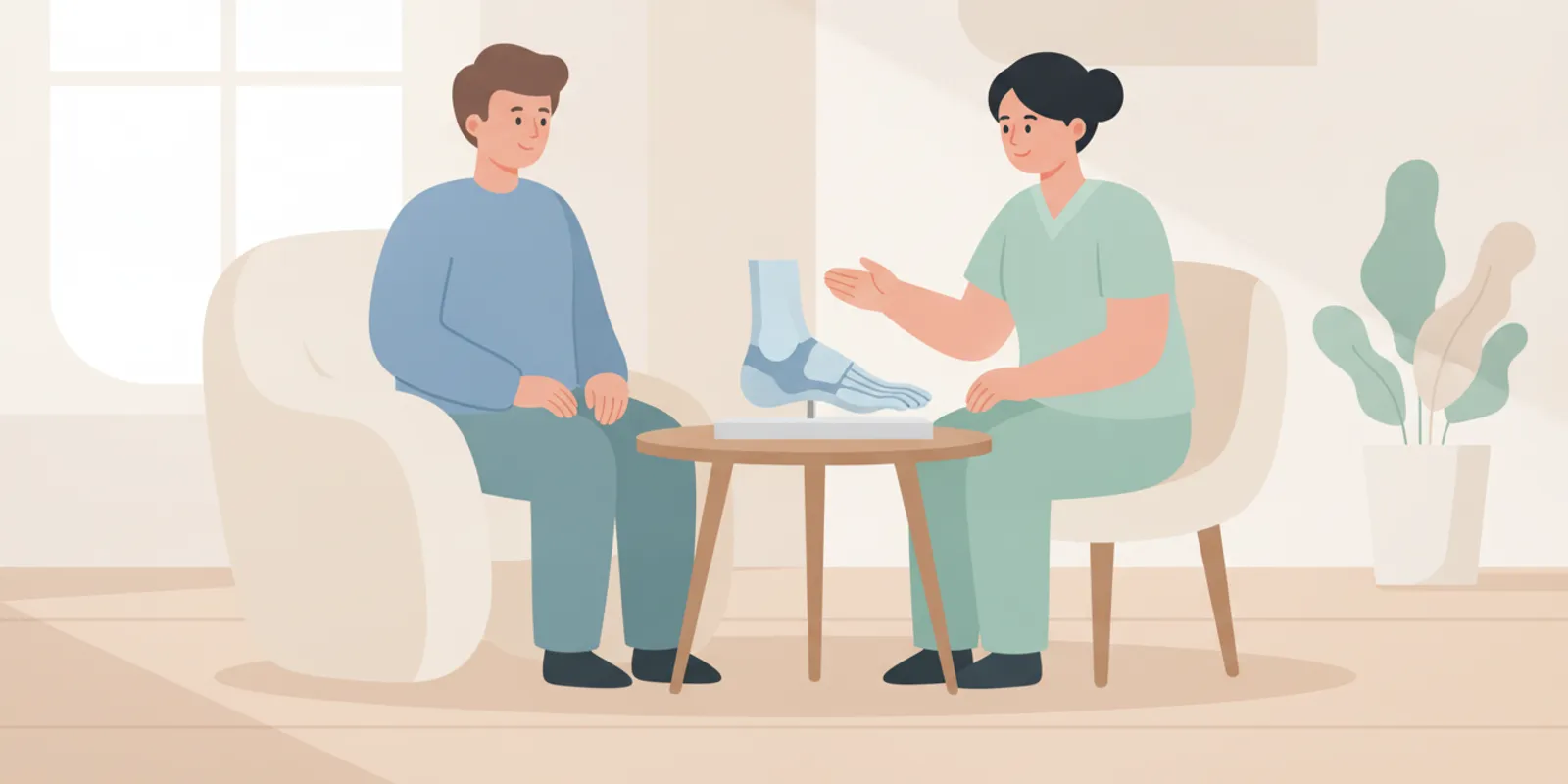 Adult discussing ankle arthritis care options with a foot and ankle clinician