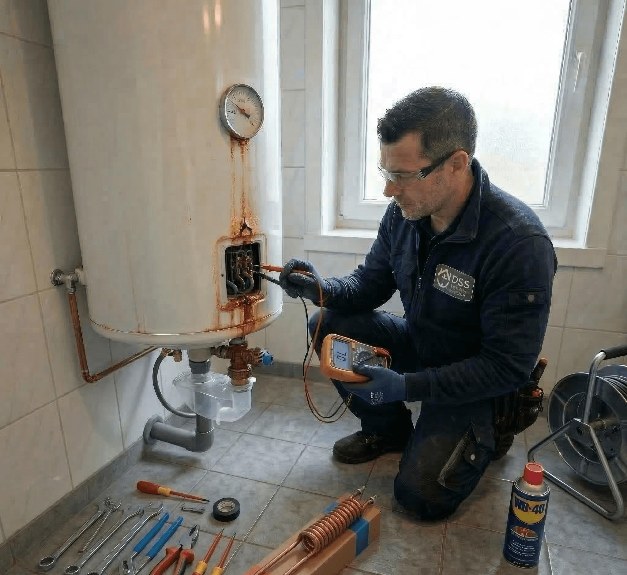 person holds door lever