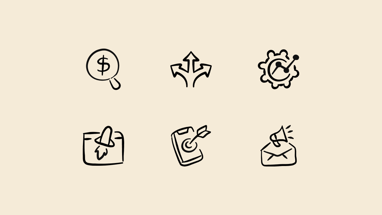 Freehand Line Business Icon Set