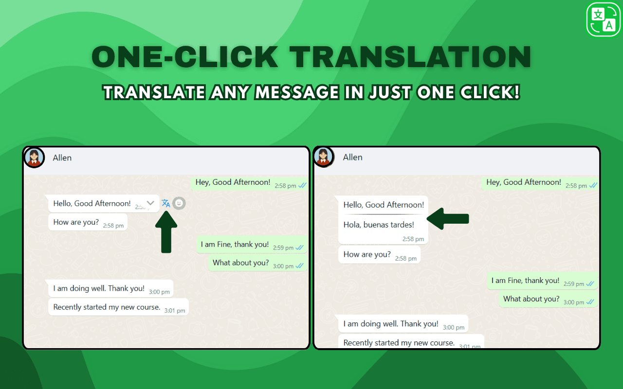 2. One-Click WhatsApp Message Translation