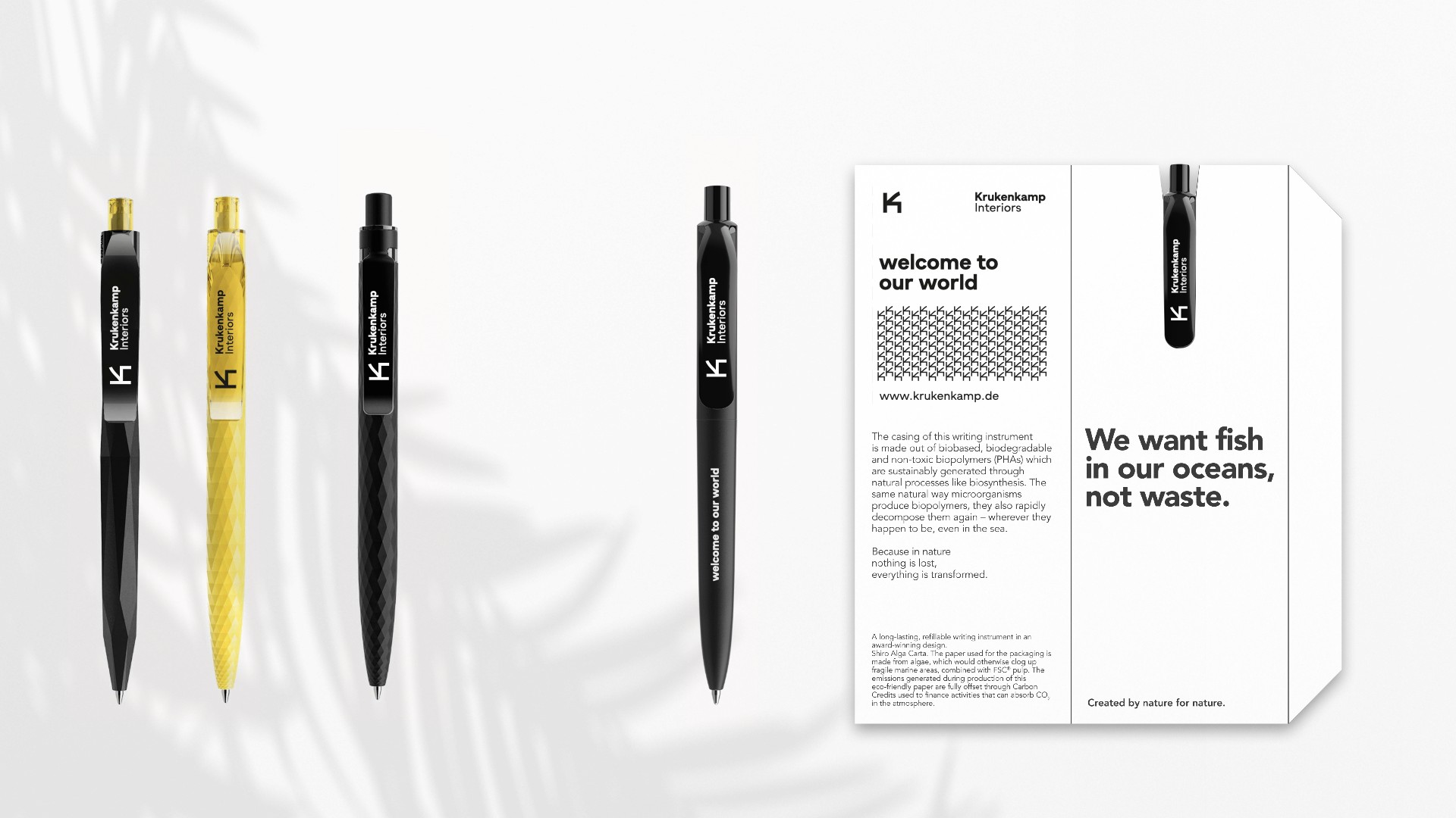 Merchandise-Design für Krukenkamp – Kugelschreiber, Bag und Zollstock mit Branding