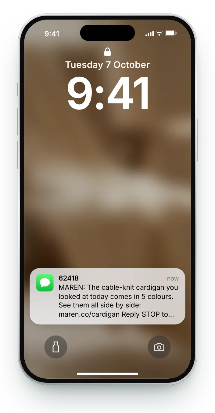 The colour follow-up as a notification on an iPhone lock screen