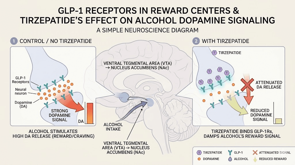How tirzepatide affects brain reward pathways and reduces alcohol cravings