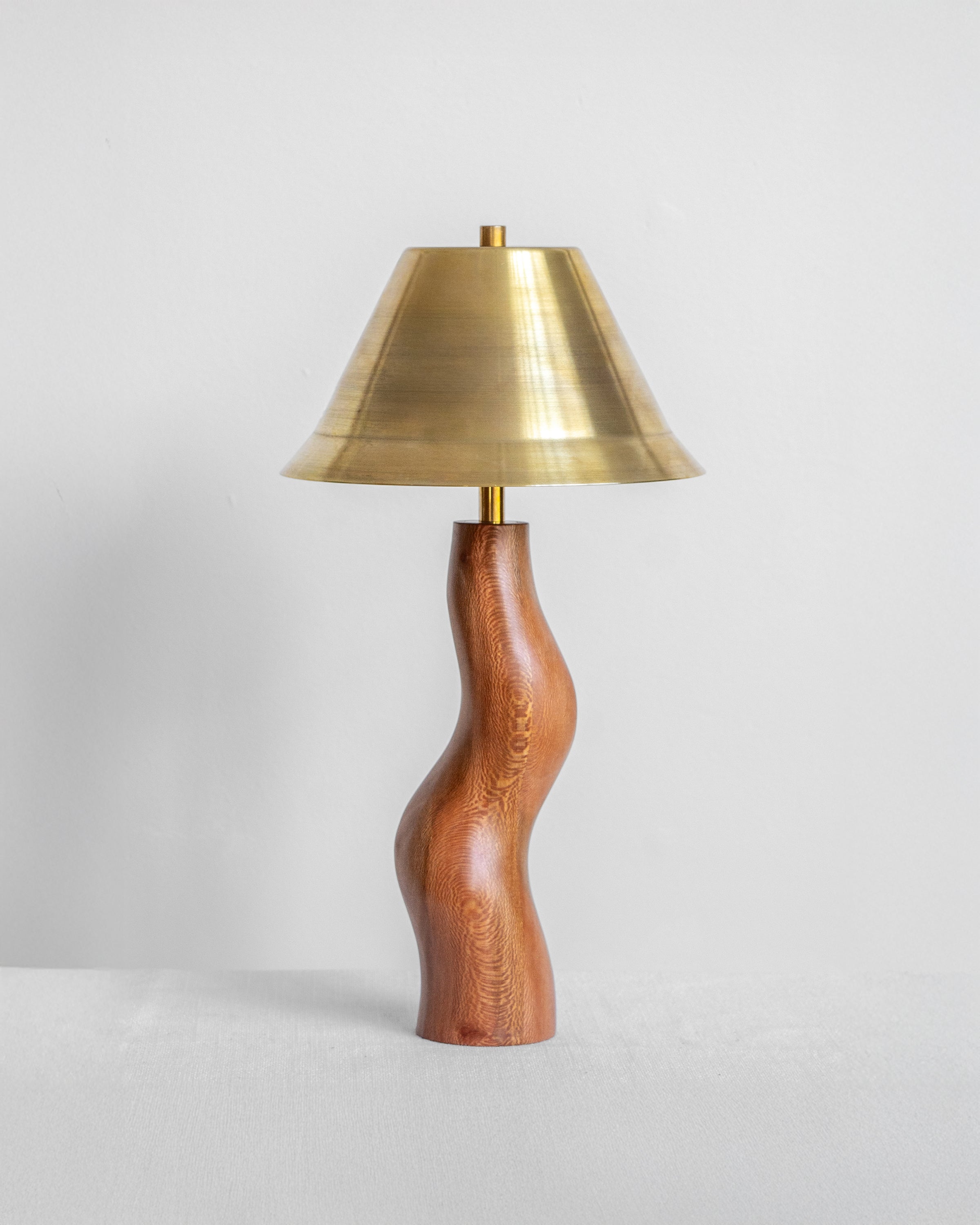 Dancing Desk Lamp with London Plane base and Brass shade on a light grey background with UK, EU and US/CA wiring available Wilkinson & Rivera