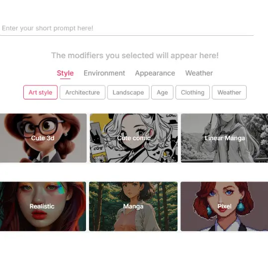 choose the style in AI boy generator