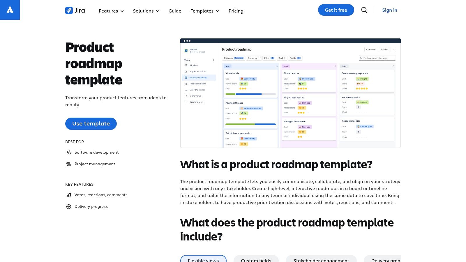 Jira (Atlassian) - Product Roadmap Template (incl. Product Discovery)