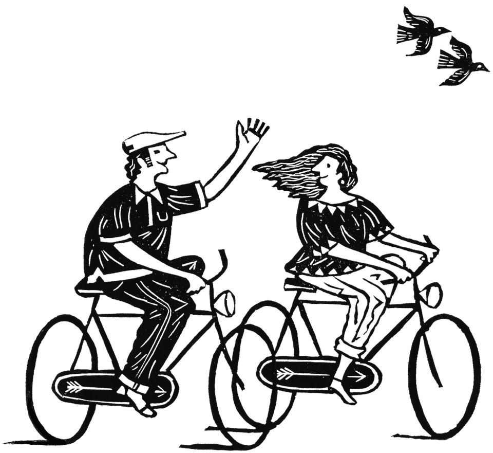 illustration of people having a break cycling