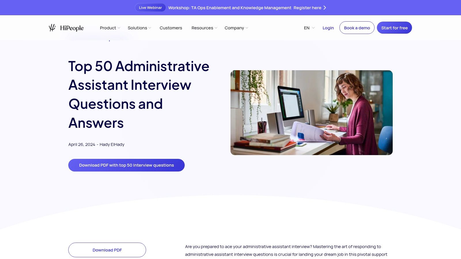 HiPeople, Top 50 Administrative Assistant Interview Questions and Answers