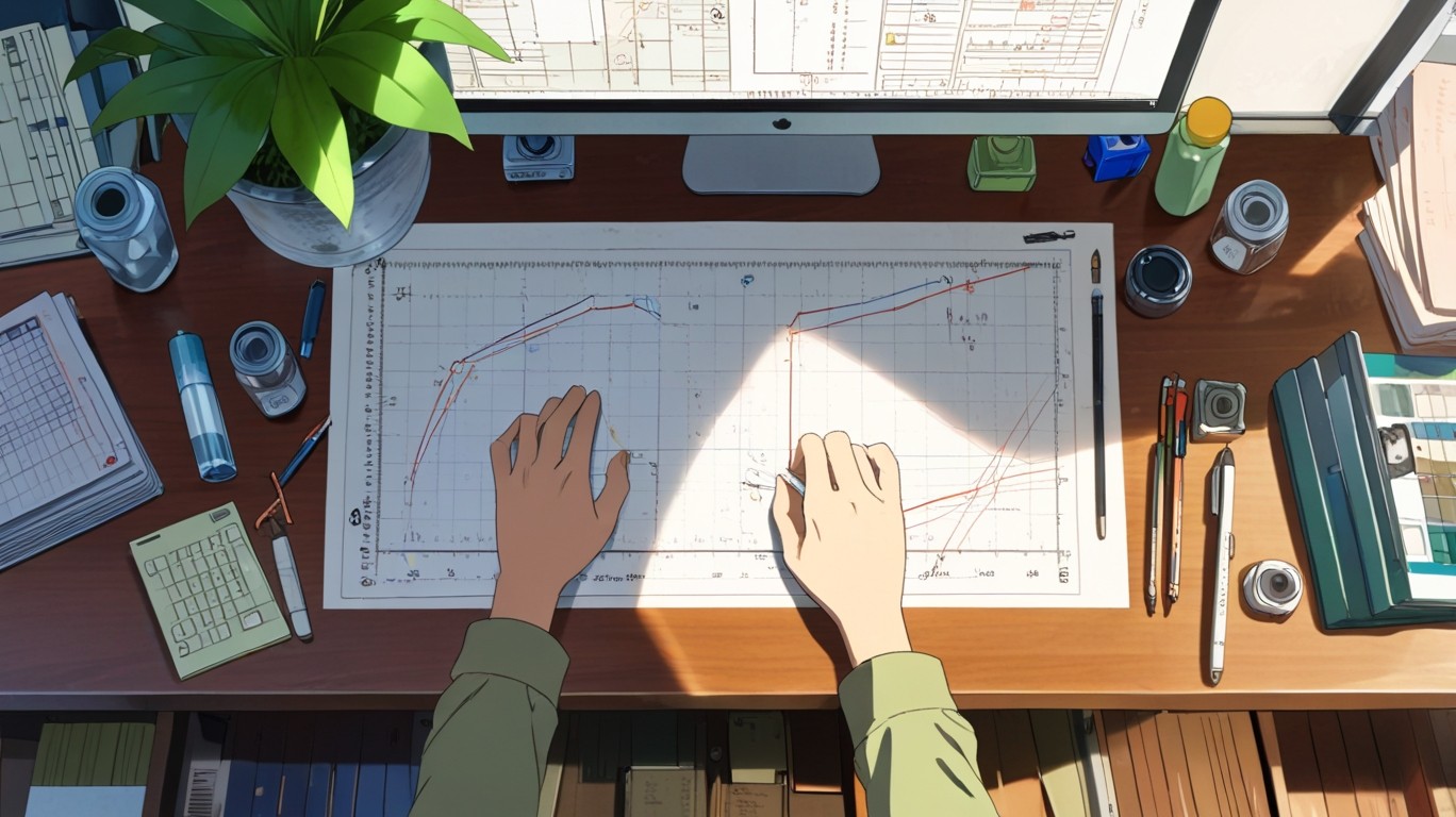 Representation of a desk of an artist.