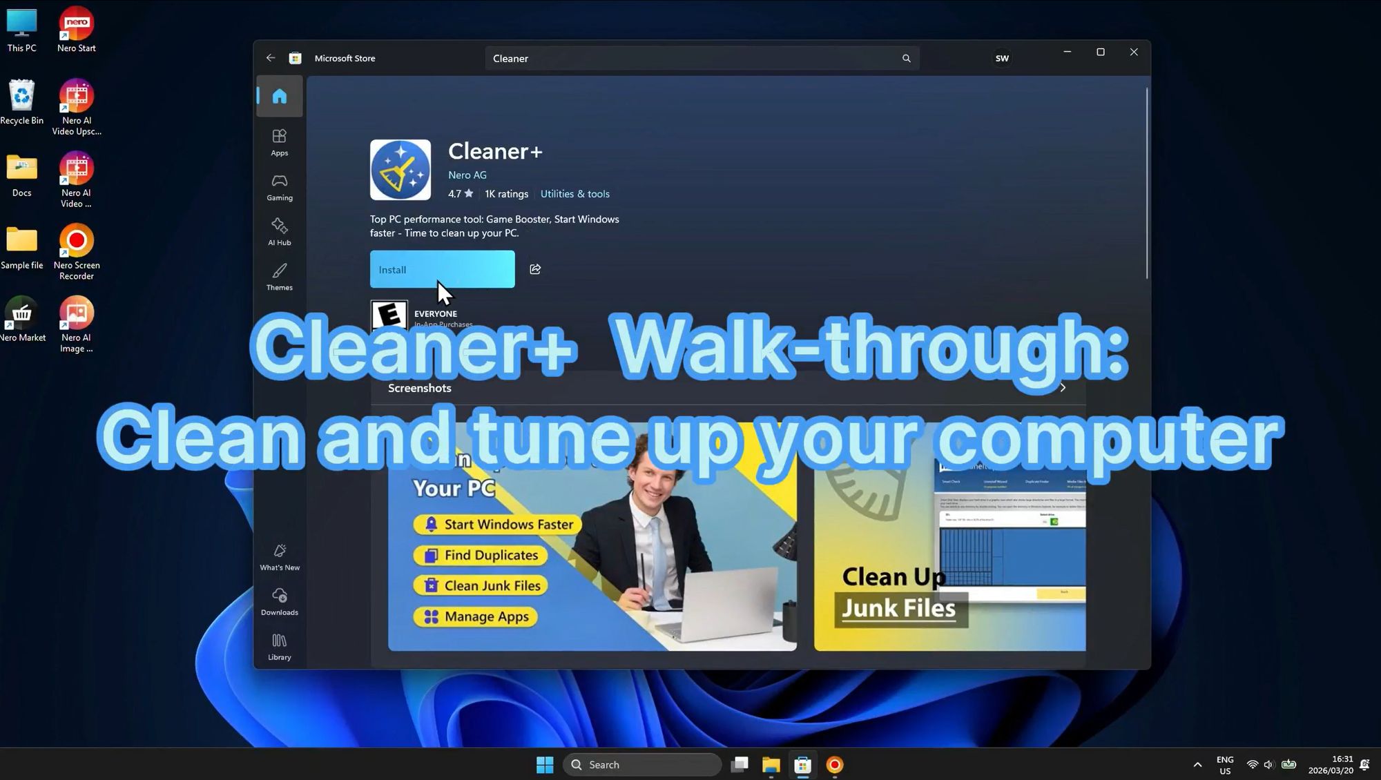 Cleaner+ Walk-through Guide
