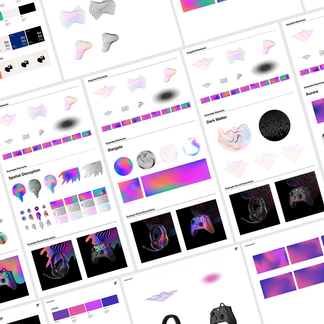 A tiled collage of color and texture 