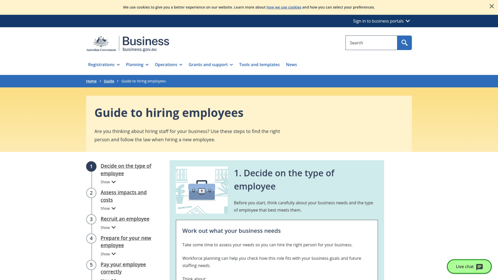 business.gov.au employer hiring checklist page