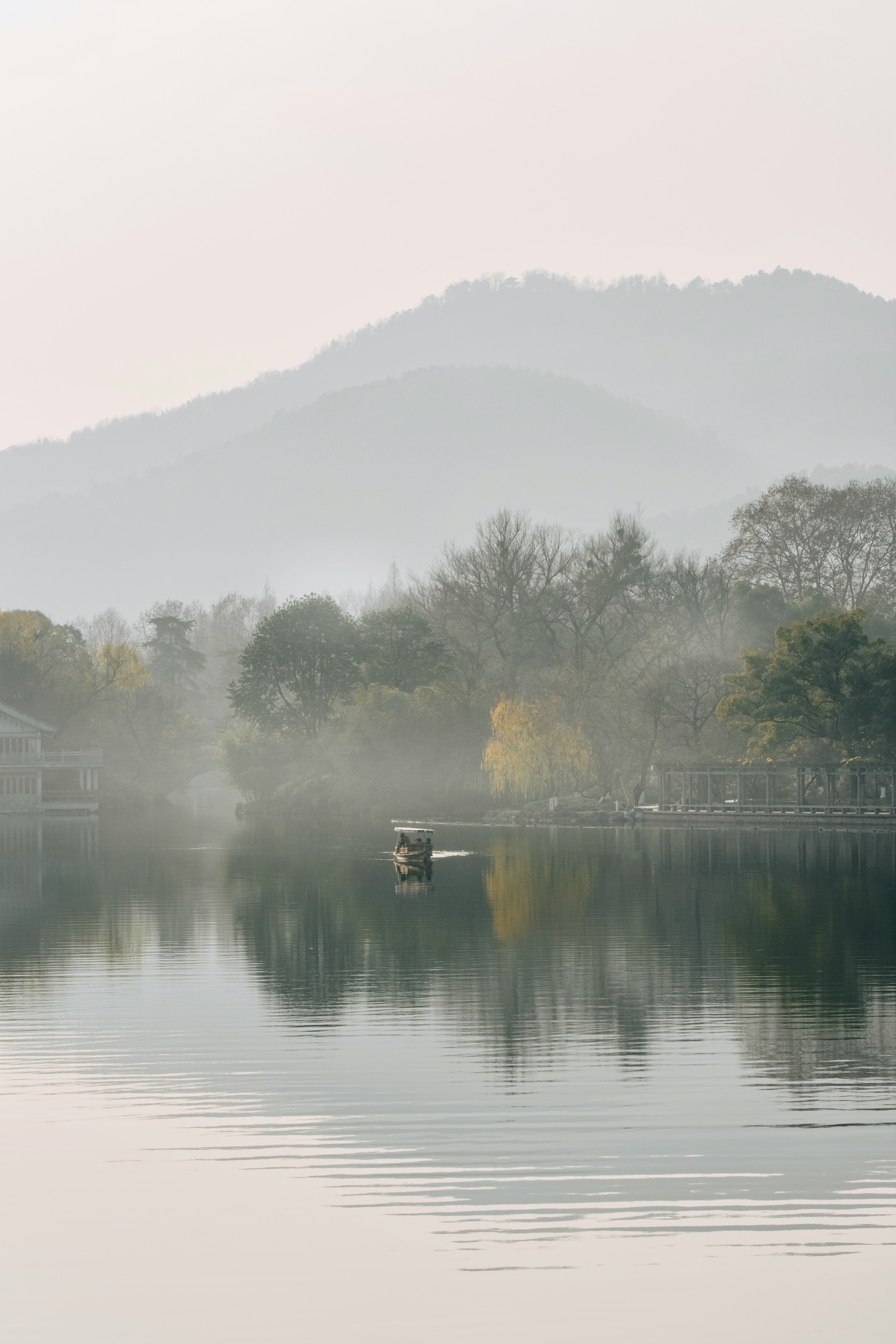 small boat on a peaceful river