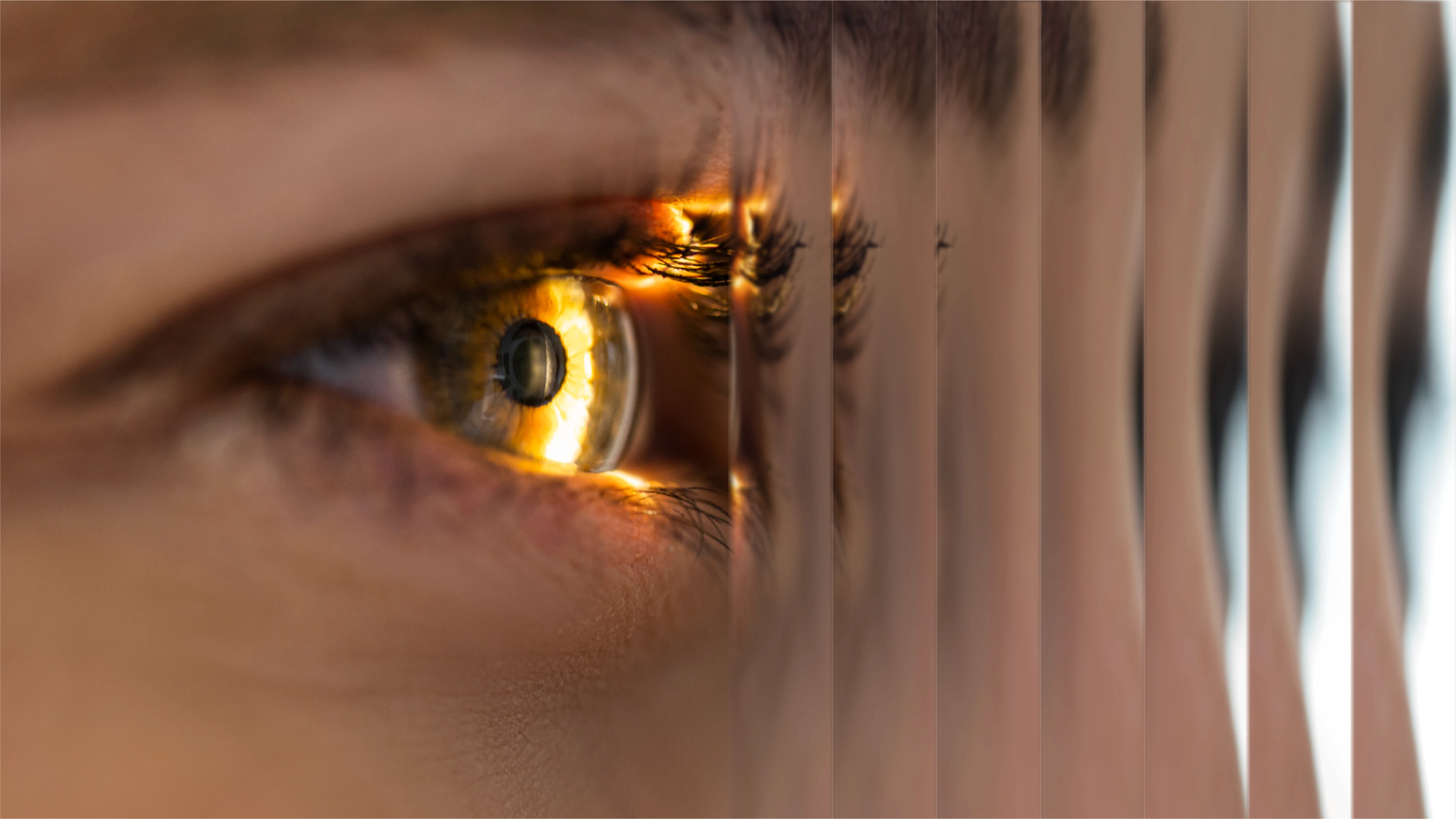 Close-up of an eye representing Google selfie sign-in for passwordless identity verification