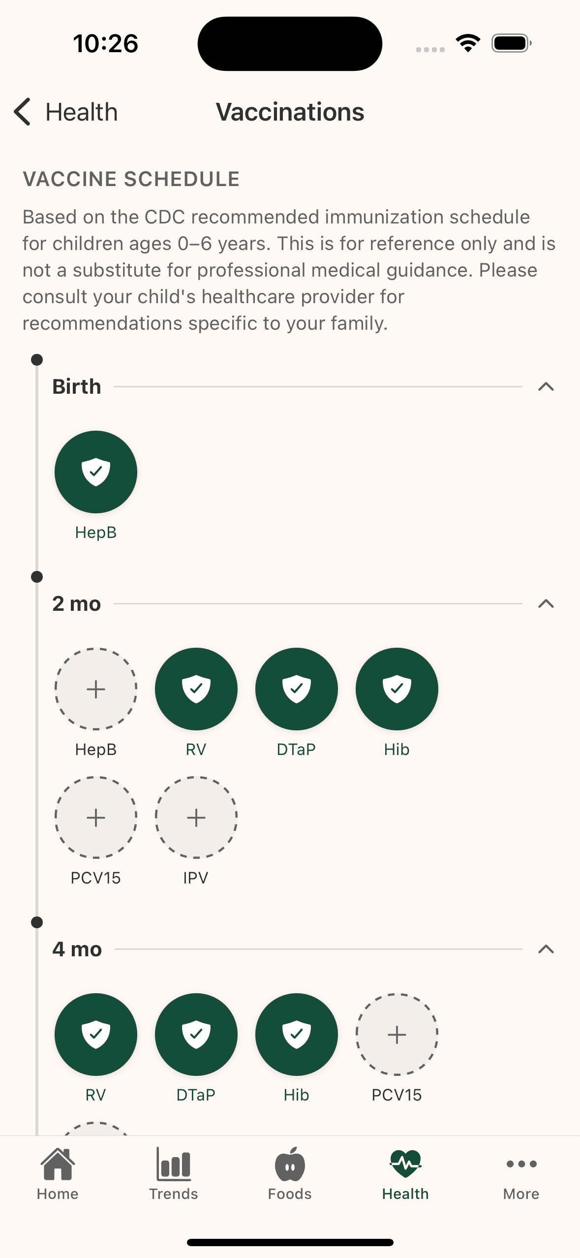 screenshot from our app
