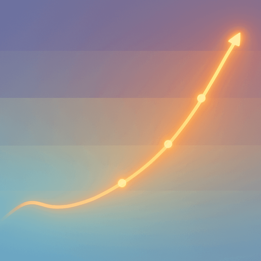 Abstract upward curve showing accelerating ROI over time for enterprise answer engine optimization