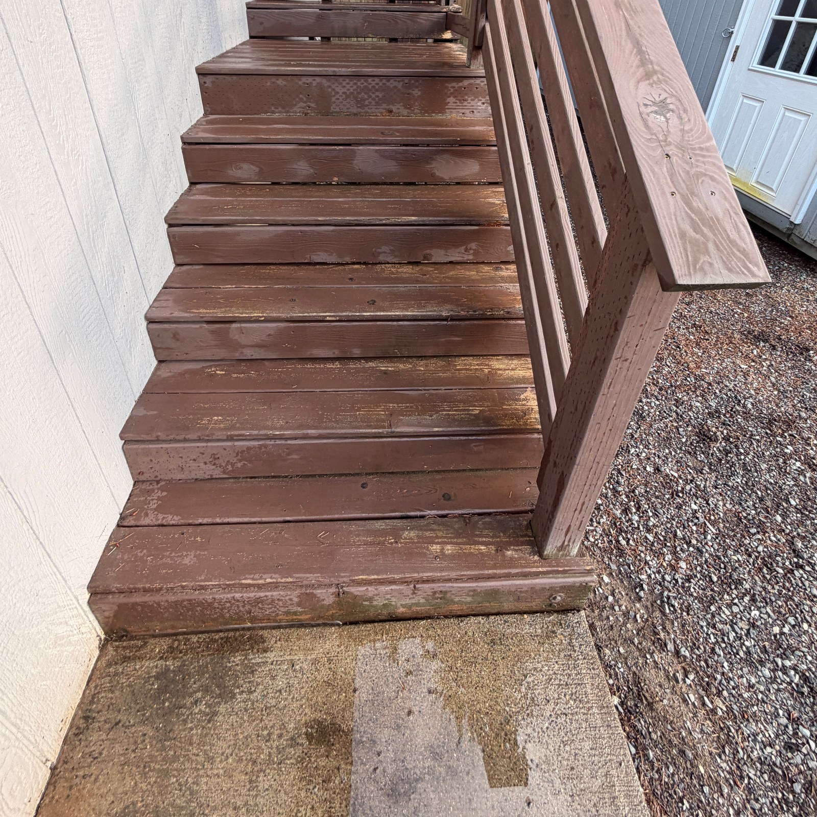 After: wood stairs cleaning (deck & wood) by Peterson Property Services in Arlington, WA