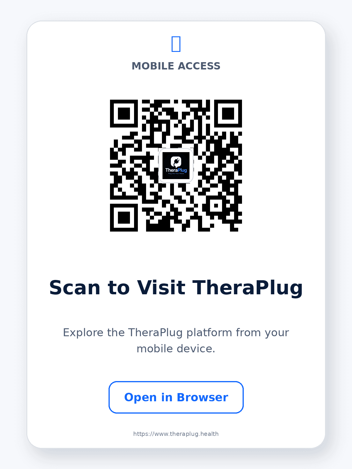 QR code linking to the TheraPlug website.