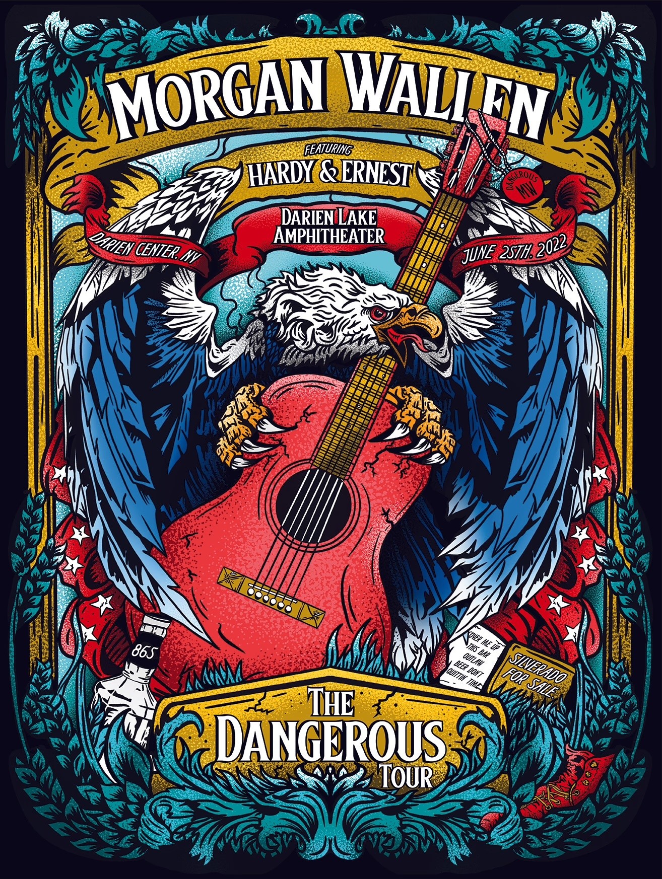 Morgan Wallen Dangerous Tour Poster For Darien Lake 2022 Nikolai Paquin