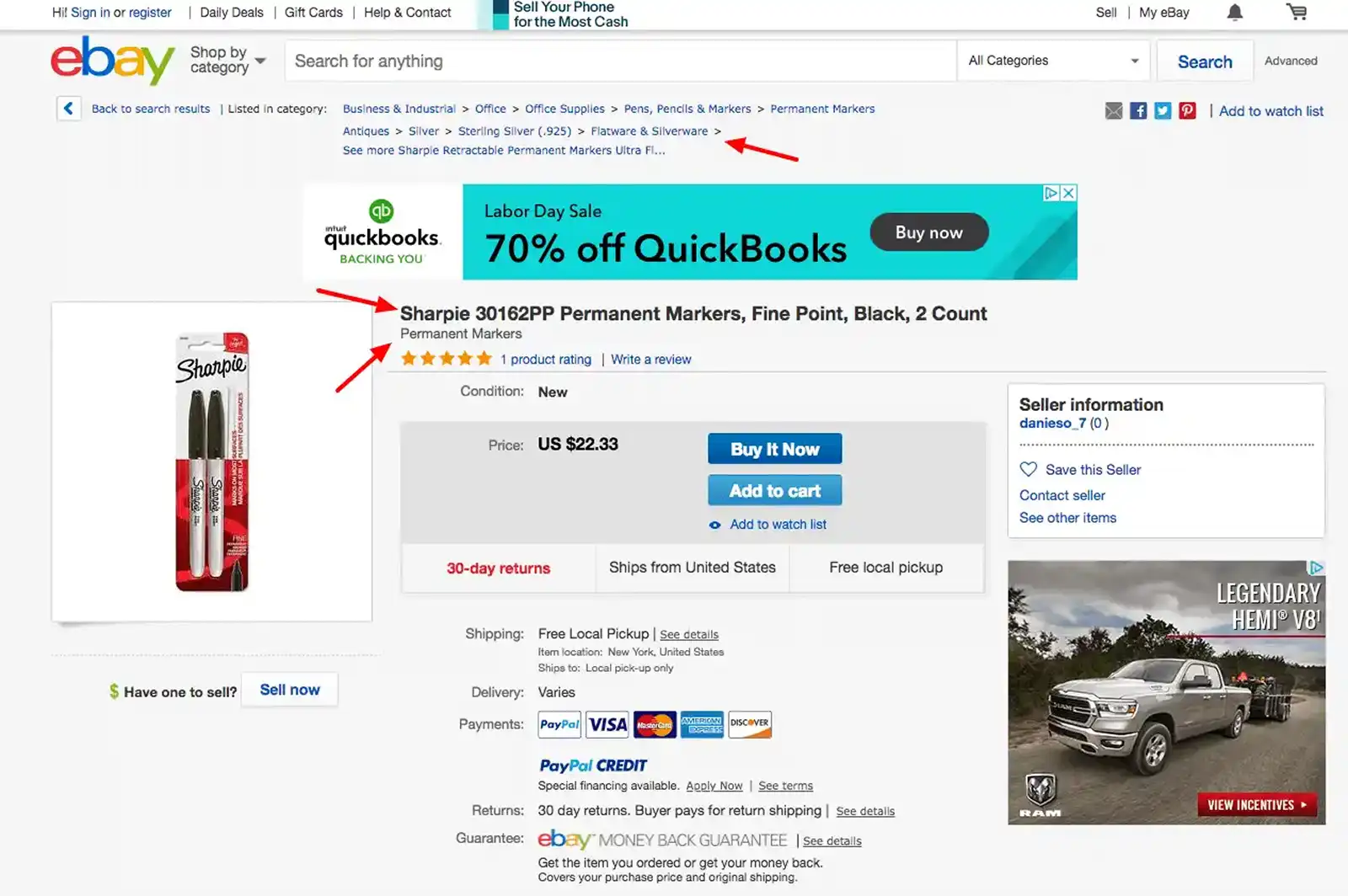 eBay Category Example