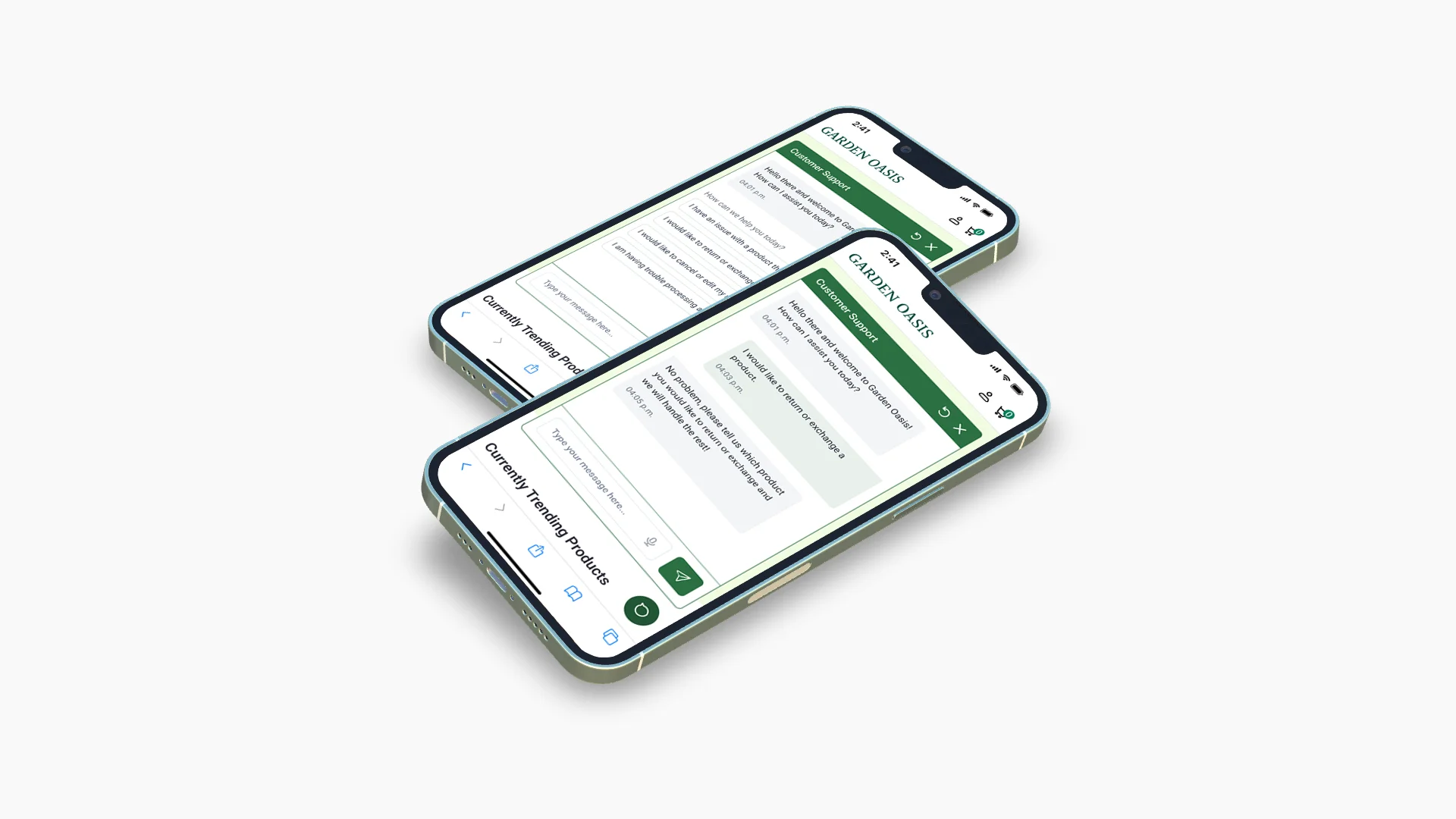 Simple image showing two smartphones with screens from the app.