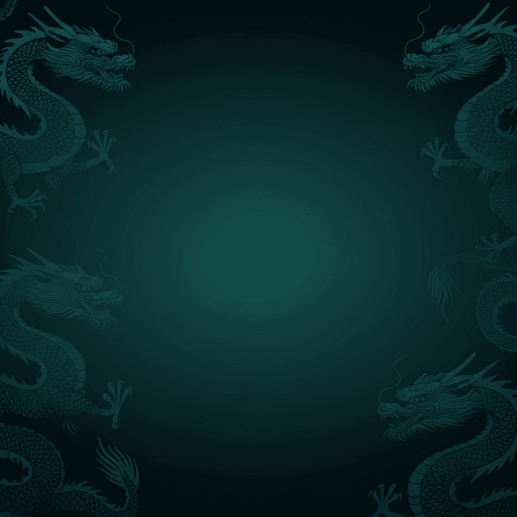 Dark teal gradient with subtle chinese dragon pattern