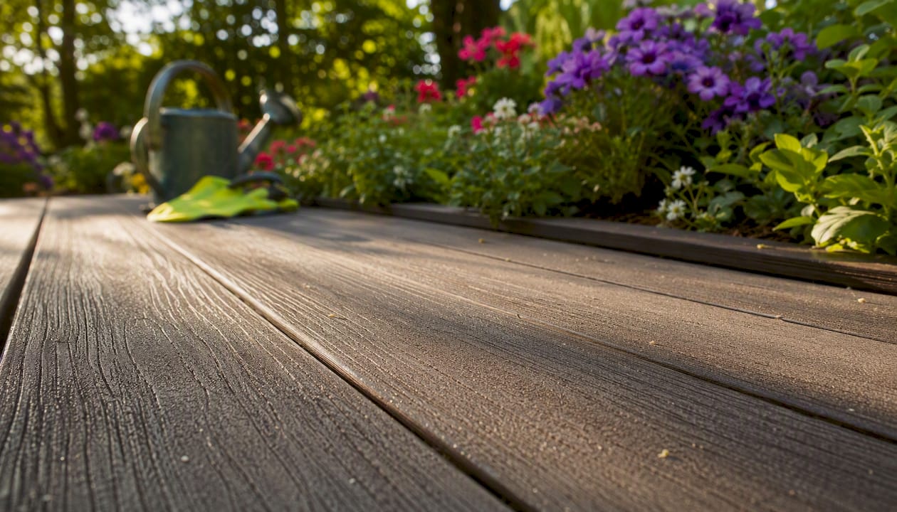 Detailed texture of composite deck boards