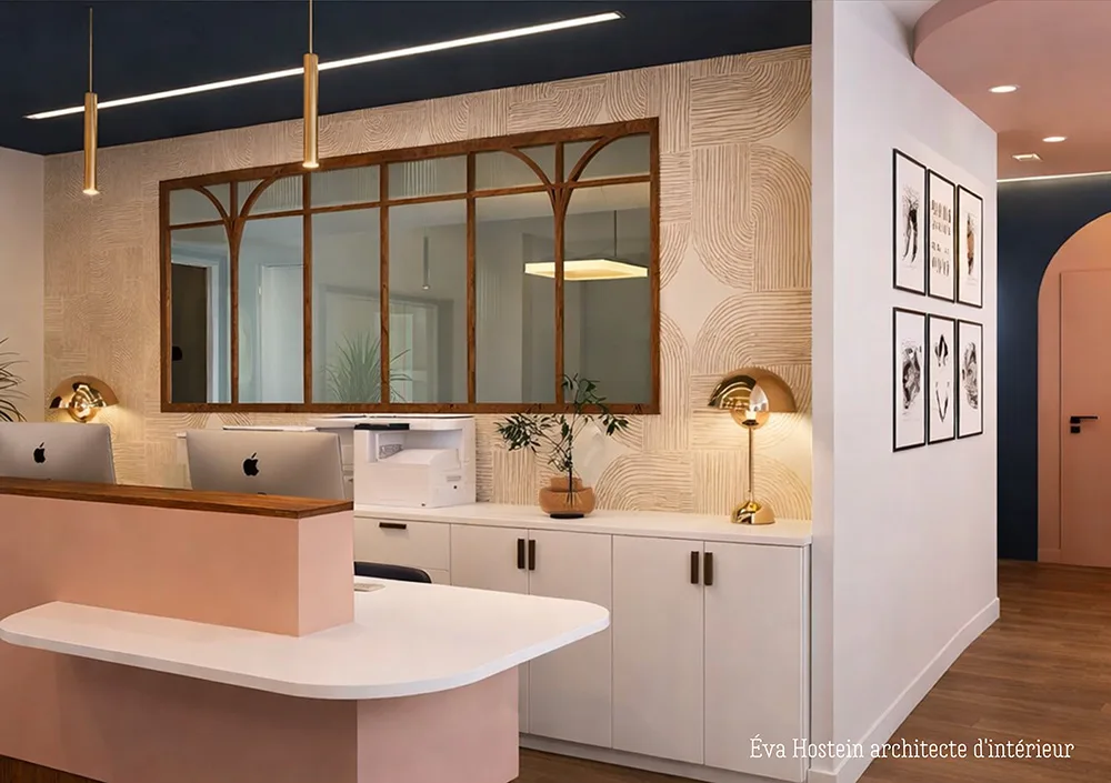 Réalisation d'un cabinet professionnel à Bordeaux – verrière, mobilier sur mesure, mise aux normes ERP, par Eva Hostein architecte d'intérieur