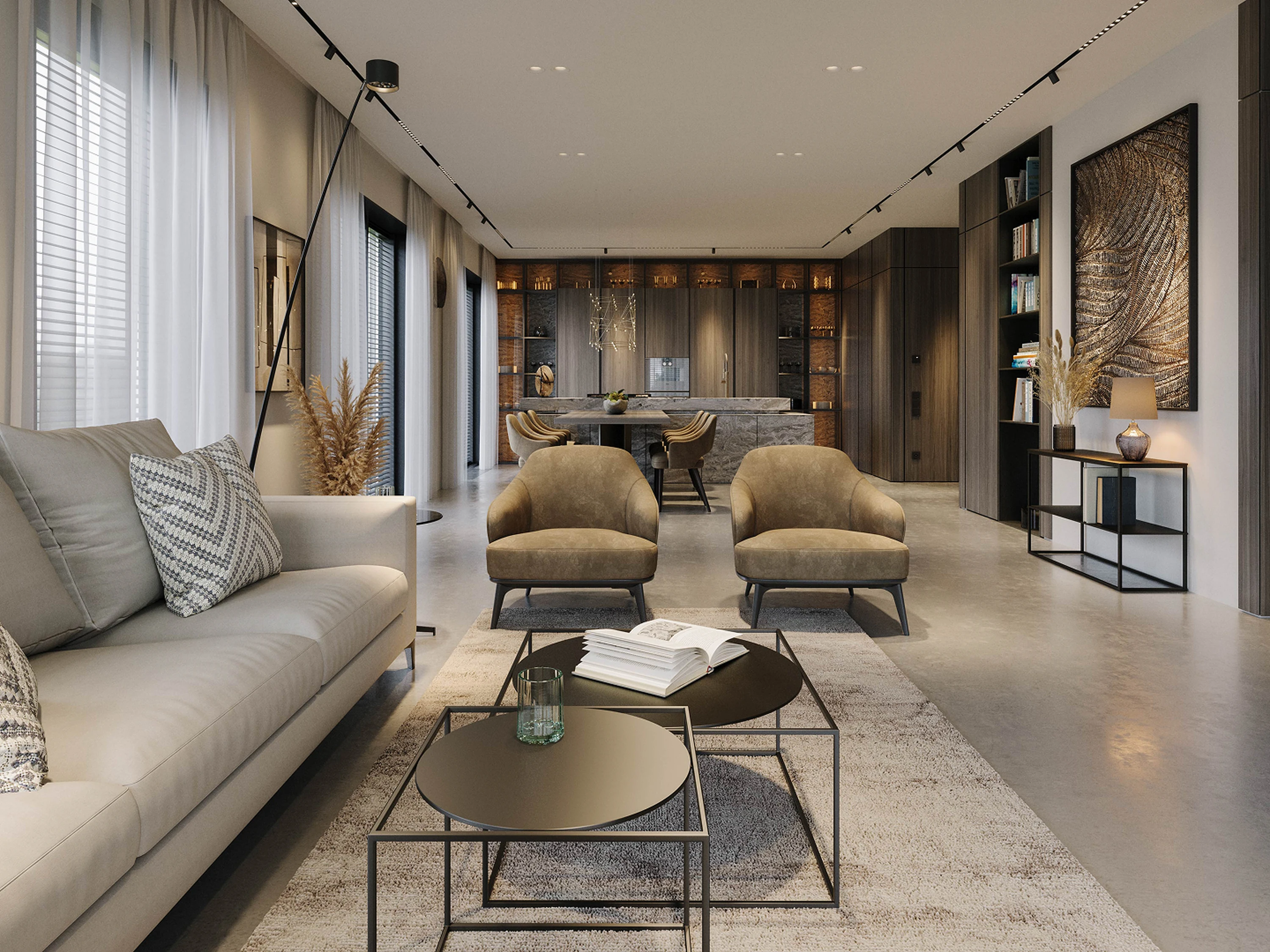 Cuisine — évier sous-plan et robinet noir mat.