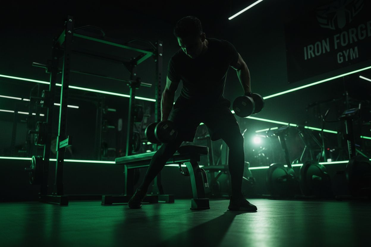 Person doing controlled strength exercises in a gym