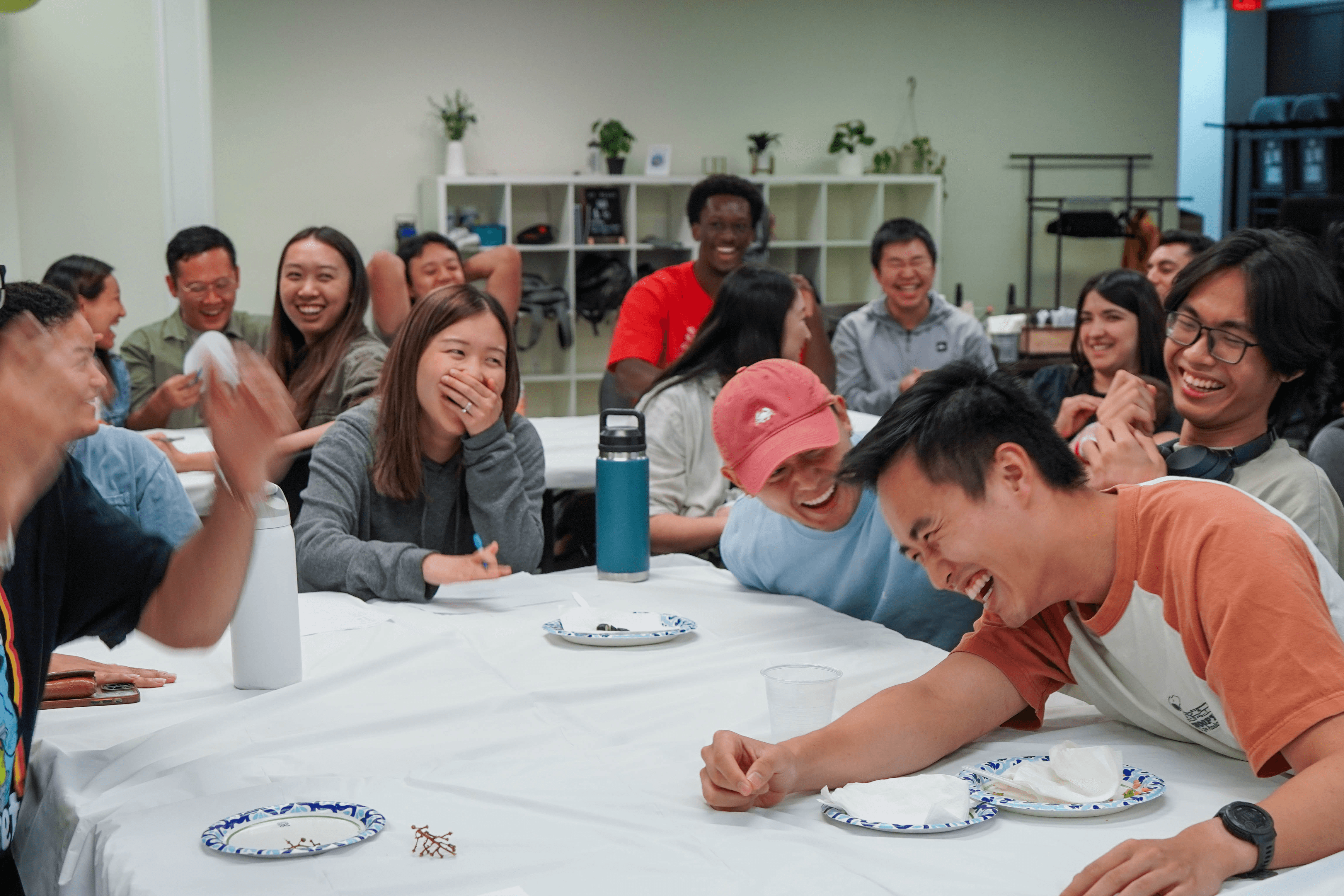 Friends laughing at one another