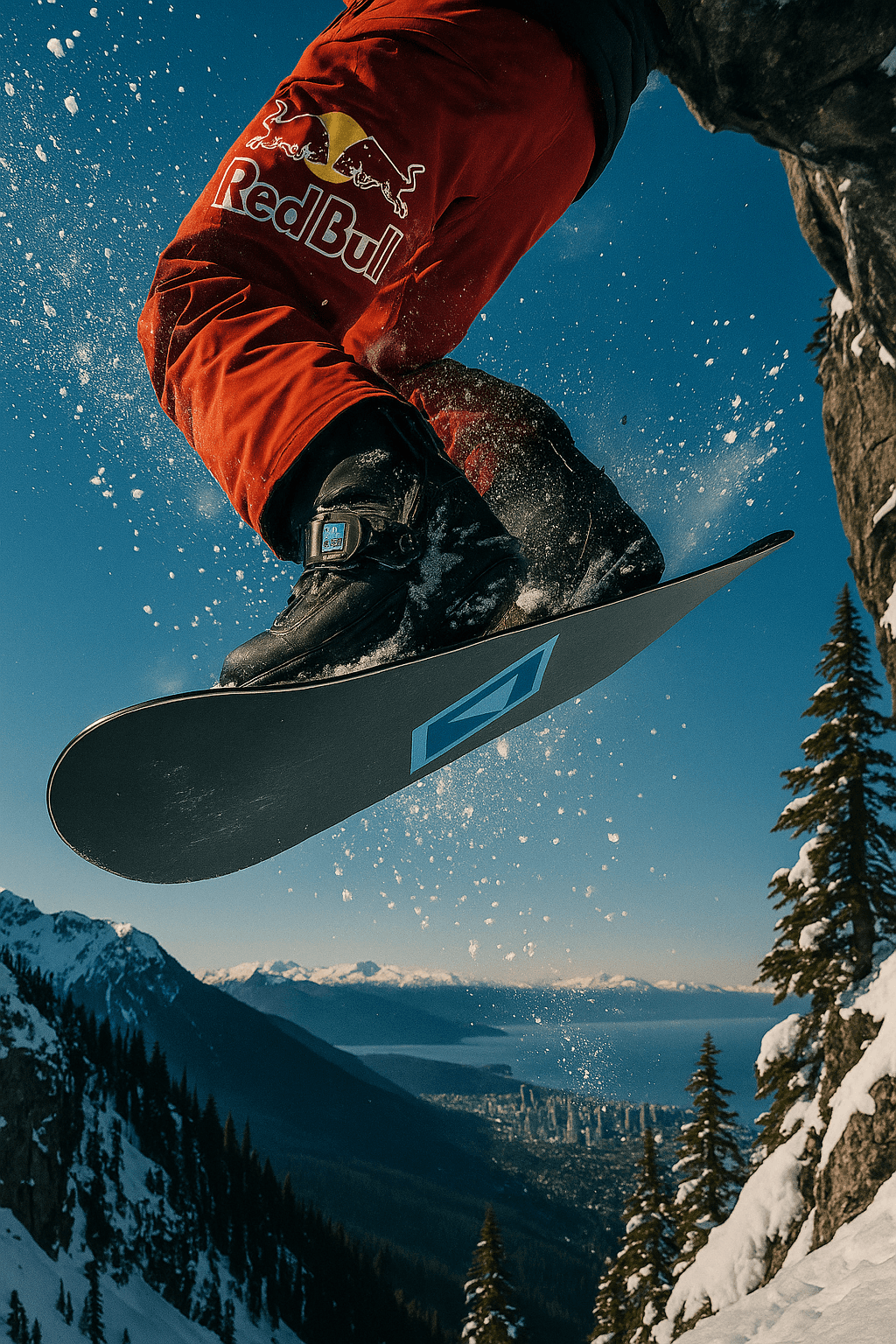 Snowboarder in action