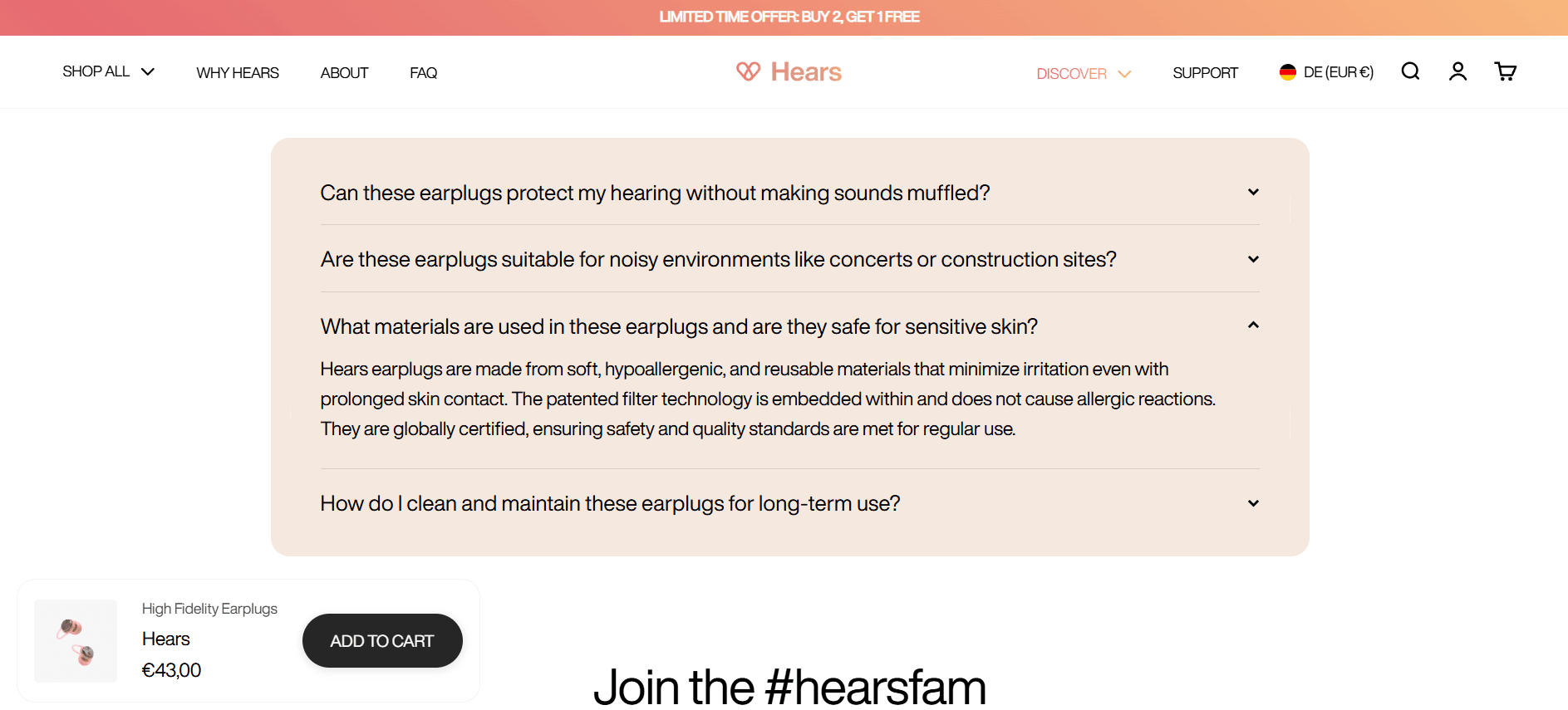 The on-page FAQ Twini writes and keeps current from real shopper questions.