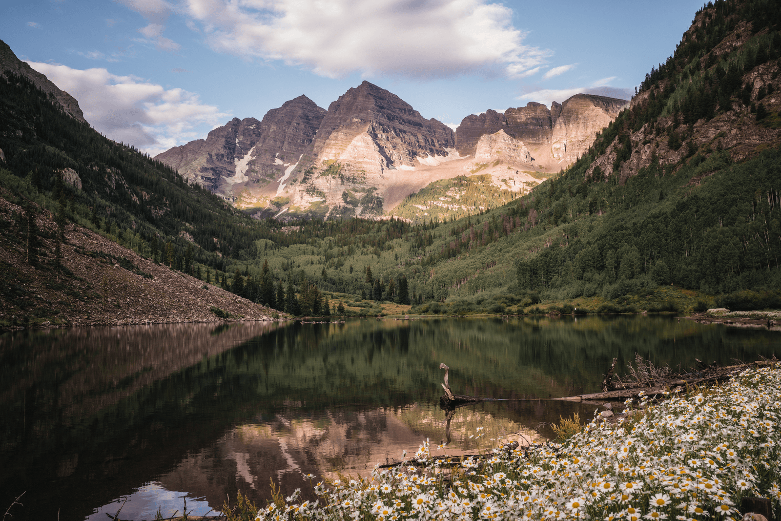 Maroon Bells reflected in Maroon Lake