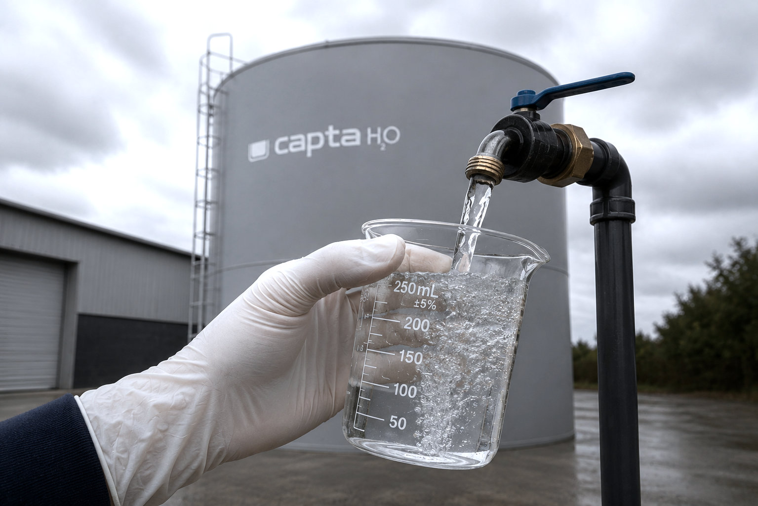 torneira enchendo um frasco com agua limpa