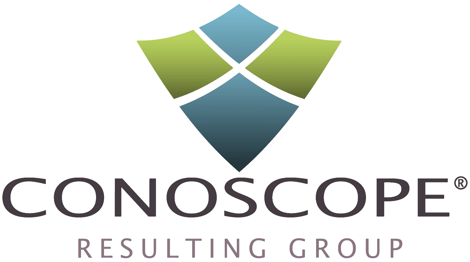 Logo von ConocoPhillips mit stilisierten blauen und grünen Formen über dem Firmennamen in fetten Buchstaben.