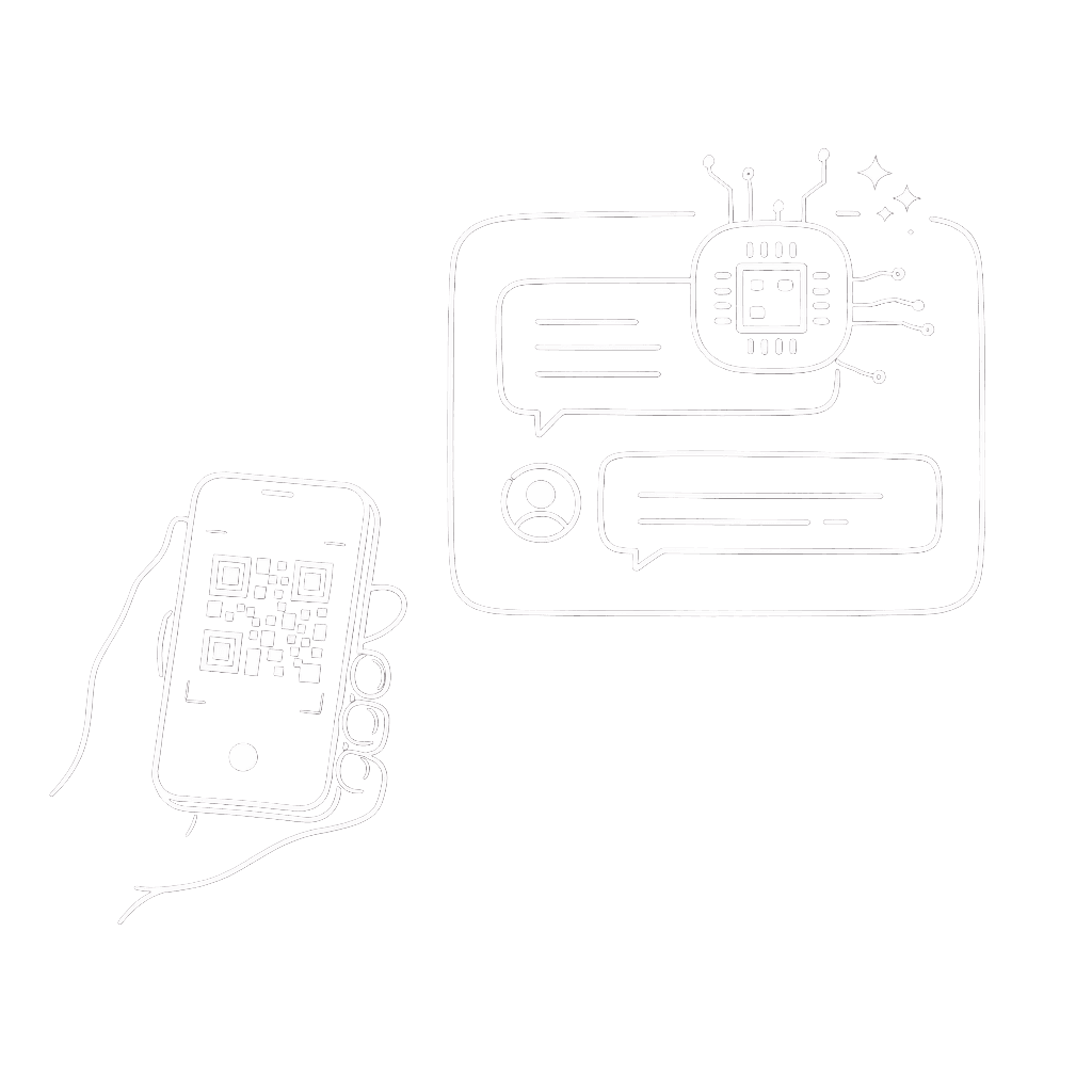 QR code customer support with AI chat and a shared team inbox conversation