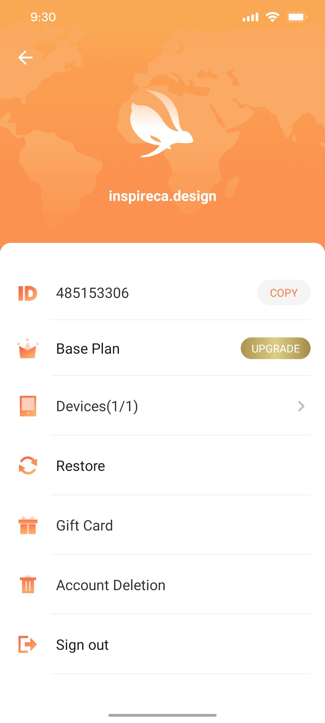 turbo vpn Profile screen