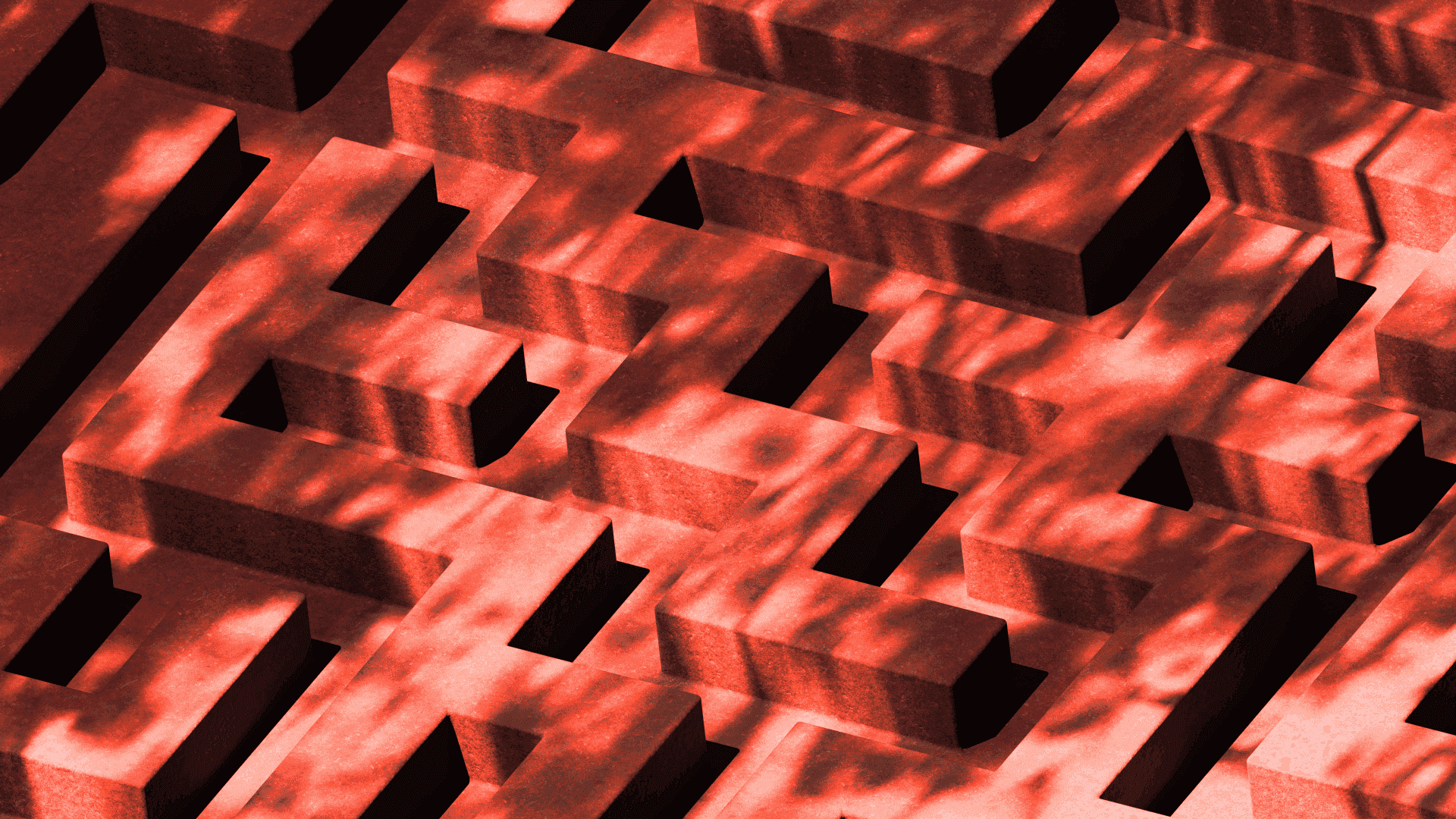  Abstract 3D wavy surface made of soft curved layers, deep black and glowing red tones, futuristic smooth ribbons, top-down lighting, elegant modern style, minimal detail, volumetric shadows, digital art, cinematic composition