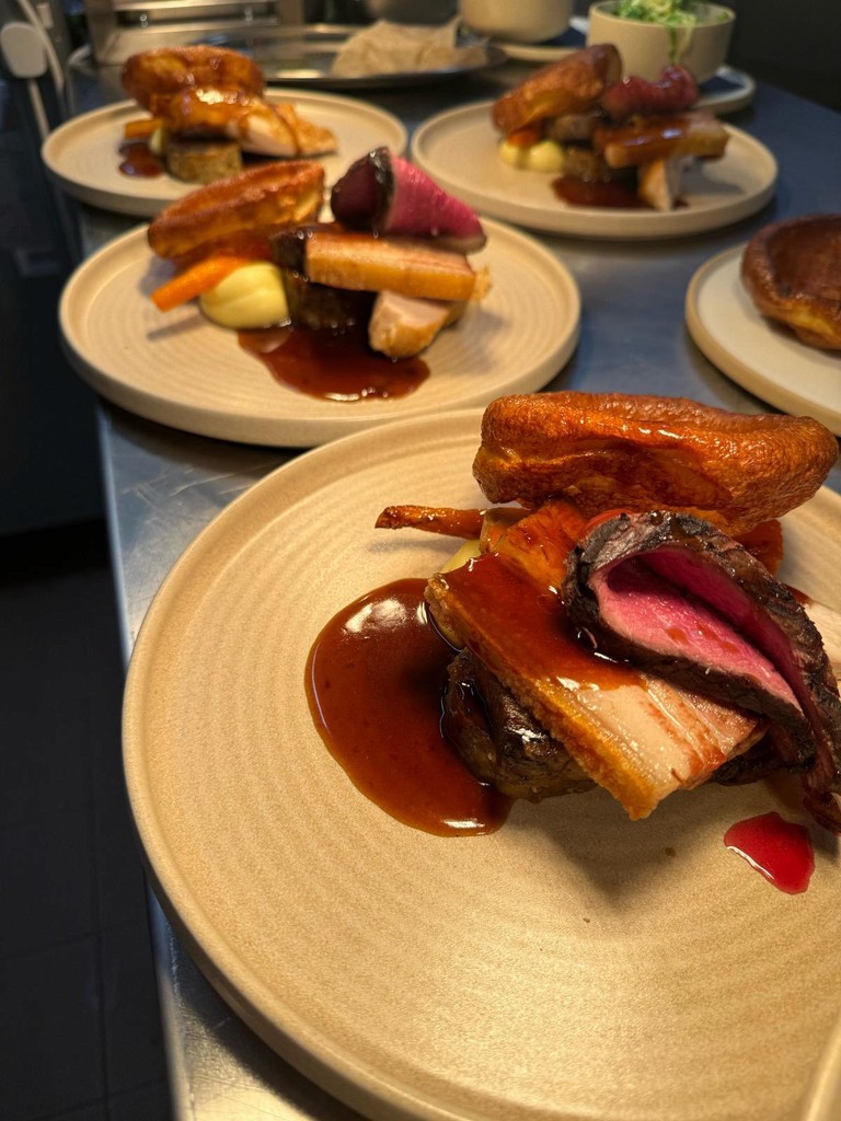 food served on a white plate