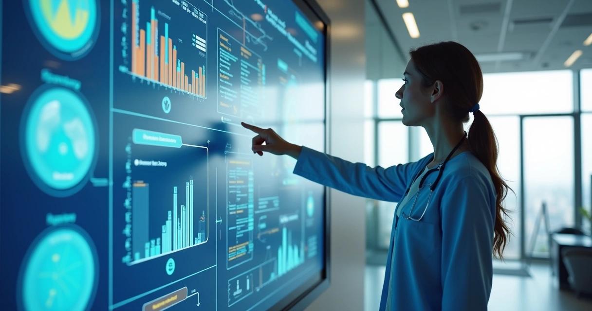 Healthcare professional analysing patient journey data