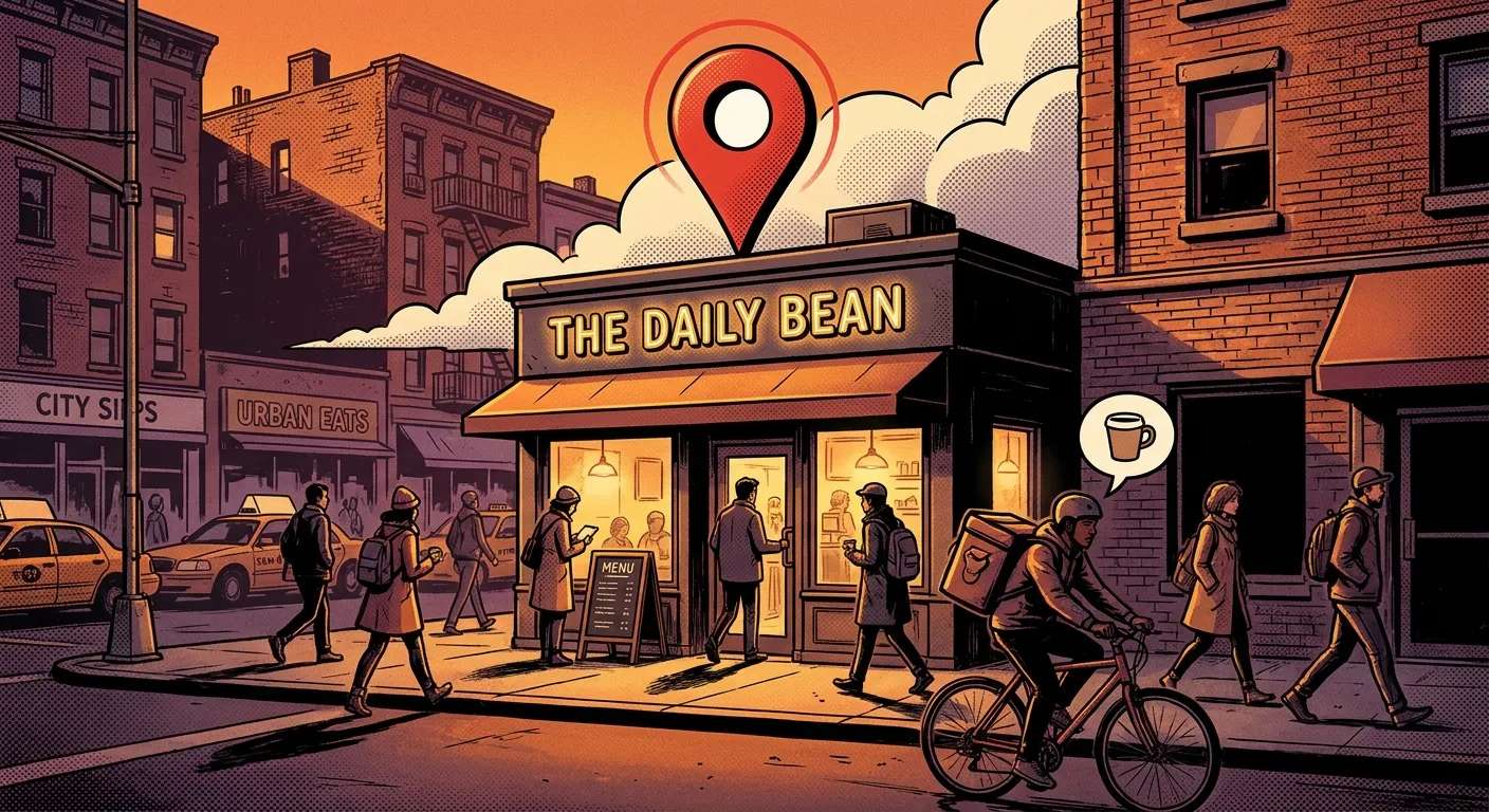 "RockN' Socials café scene, vibrant urban vibe, Digital Marketing Agency."