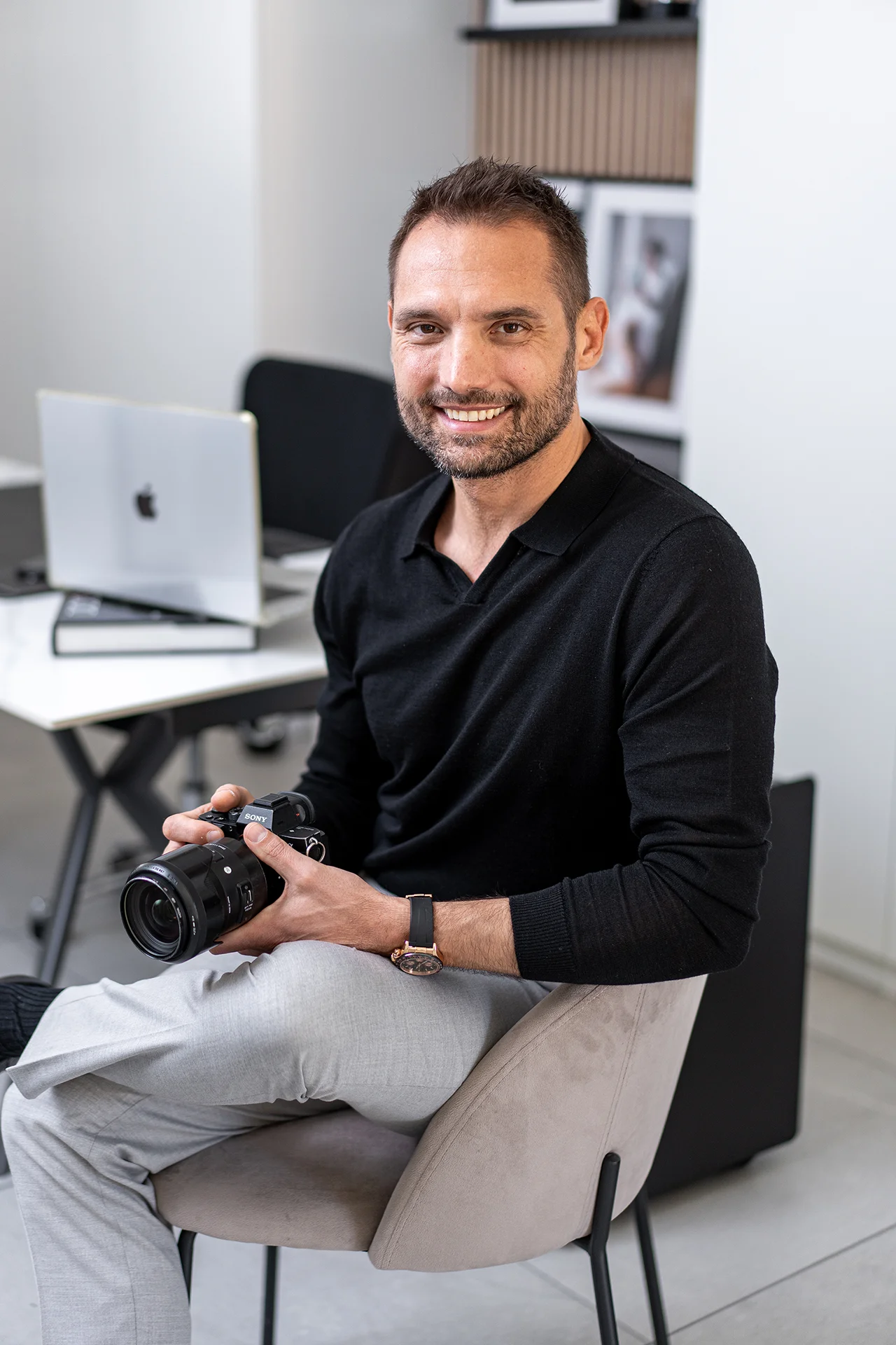 Portrait of portfolio creator – back view