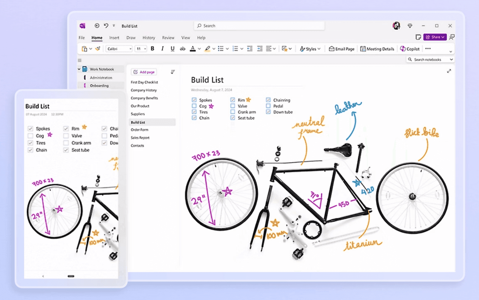 Microsoft OneNote list for your organization