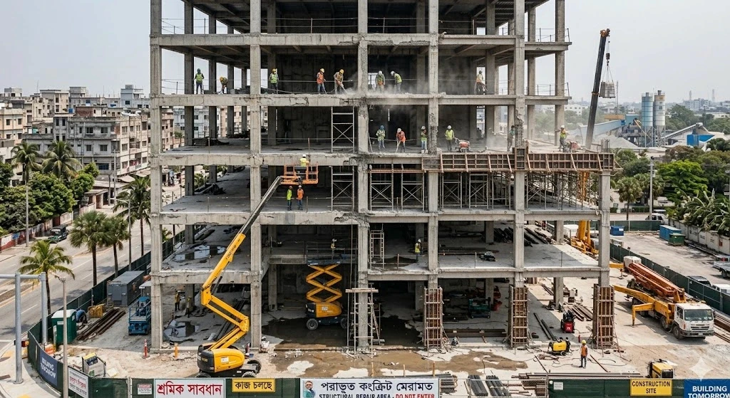 Commercial concrete restoration on a Fort Lauderdale parking garage and office building — Planet Construction FL