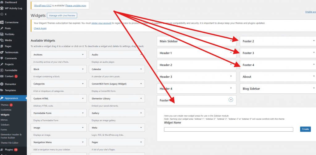 footer edit select footer to edit